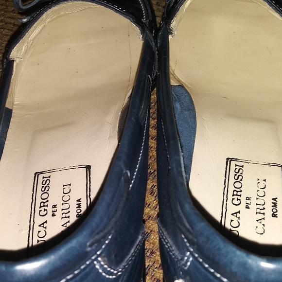 Luca Grossi per Carucci Shoes Women's Blue Leather Loafers Made in Italy - Picture 10 of 13